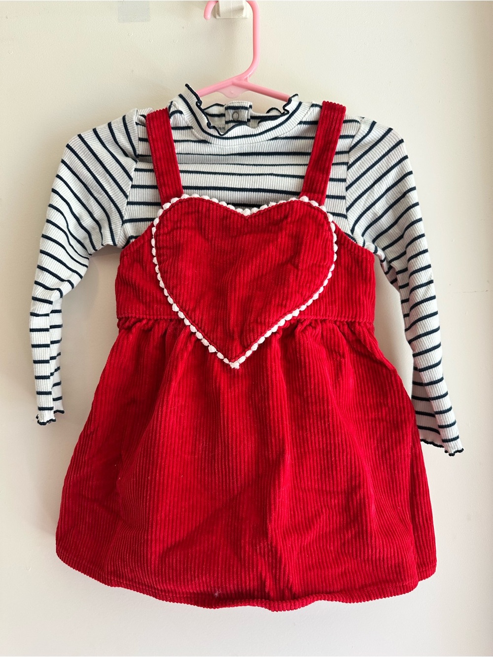 Old Navy Corduroy Pinafore Dress with Striped Top